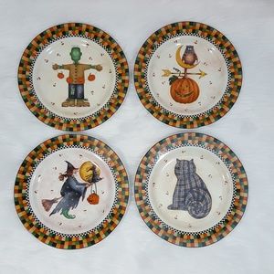 Debbie Mumm Sakura Halloween Plates Set 4 Spooky